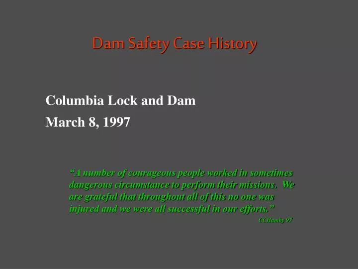 dam safety case history