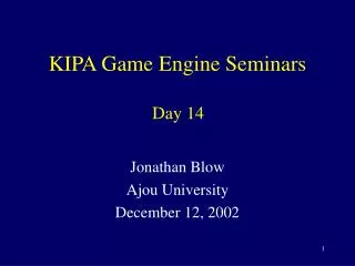 KIPA Game Engine Seminars