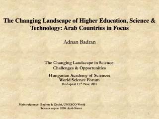 The Changing Landscape of Higher Education, Science &amp; Technology: Arab Countries in Focus