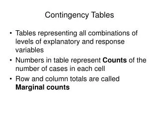 Contingency Tables