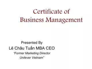 certificate of business management