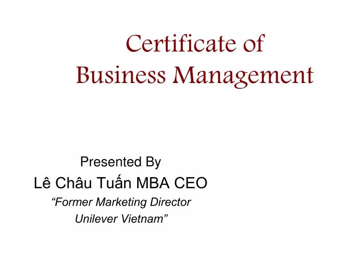 certificate of business management