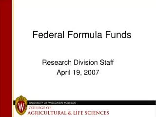 Federal Formula Funds