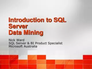 Introduction to SQL Server Data Mining