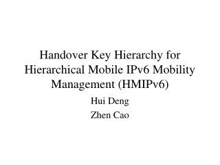 Handover Key Hierarchy for Hierarchical Mobile IPv6 Mobility Management (HMIPv6)