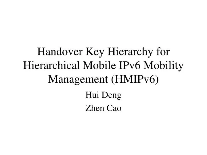 handover key hierarchy for hierarchical mobile ipv6 mobility management hmipv6