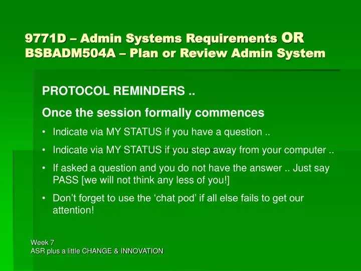 9771d admin systems requirements or bsbadm504a plan or review admin system