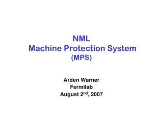 NML Machine Protection System (MPS)