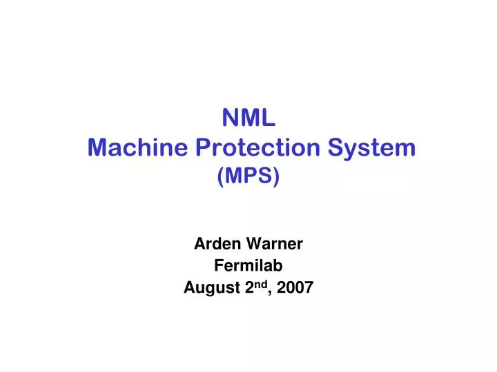 nml machine protection system mps
