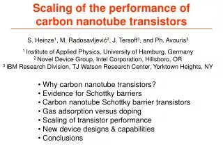 Scaling of the performance of carbon nanotube transistors