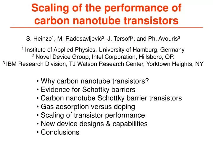 scaling of the performance of carbon nanotube transistors