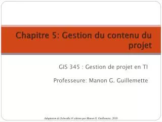 chapitre 5 gestion du contenu du projet