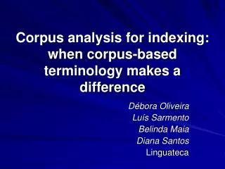 Corpus analysis for indexing: when corpus-based terminology makes a difference