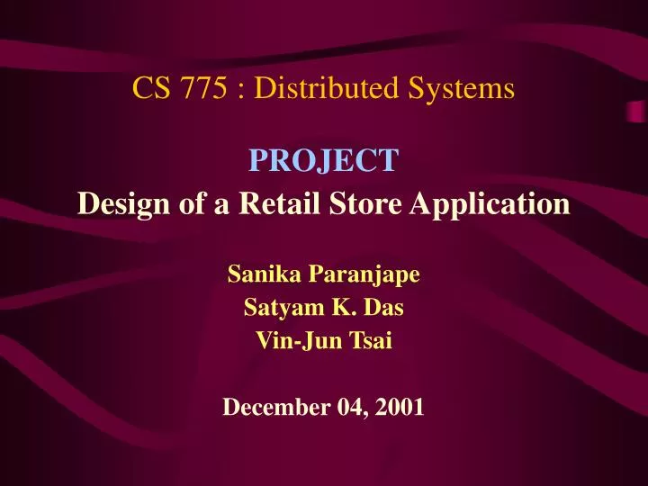 cs 775 distributed systems