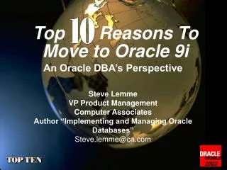 Top Reasons To Move to Oracle 9i