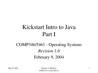 Kickstart Intro to Java Part I