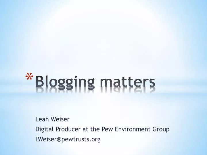 blogging matters