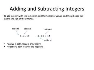 PPT - Adding and subtracting integers PowerPoint Presentation, free ...