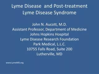 Lyme Disease and Post-treatment Lyme Disease Syndrome