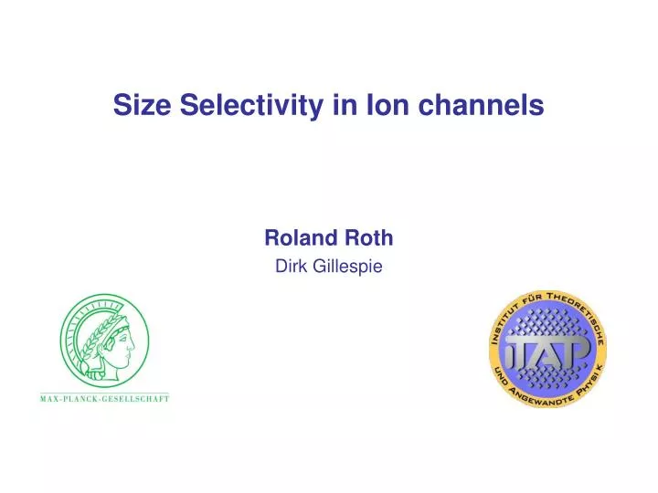 size selectivity in ion channels
