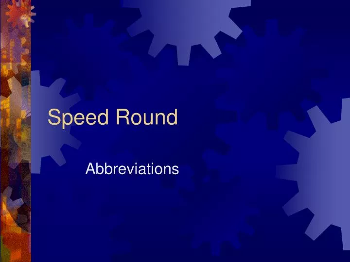 speed round