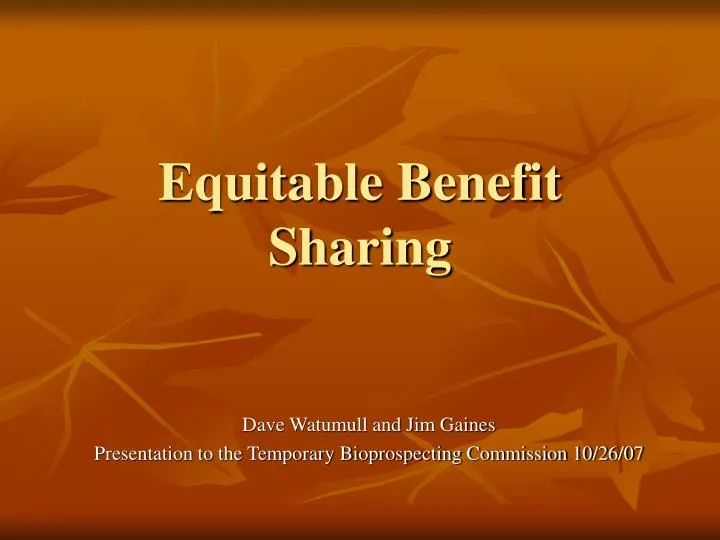 equitable benefit sharing