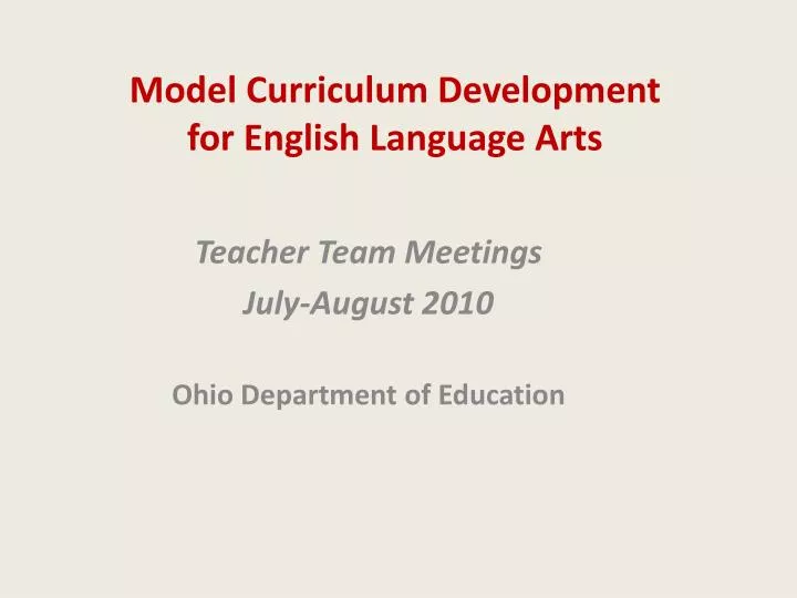 model curriculum development for english language arts