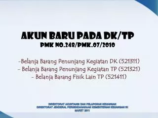 akun baru pada dk tp pmk no 248 pmk 07 2010