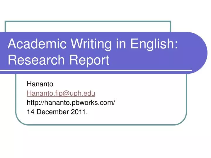 academic writing in english research report