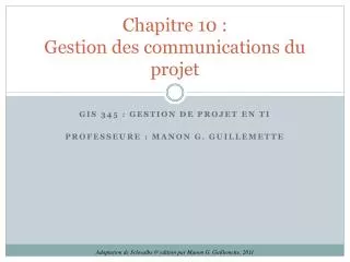 chapitre 10 gestion des communications du projet