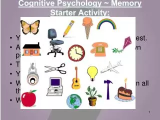 Cognitive Psychology ~ Memory Starter Activity: How good is your memory?
