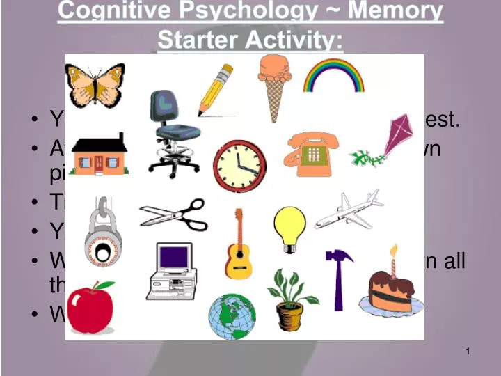 cognitive psychology memory starter activity how good is your memory