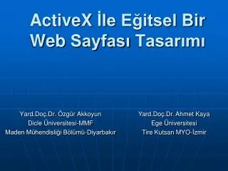 activex le e itsel bir web sayfas tasar m