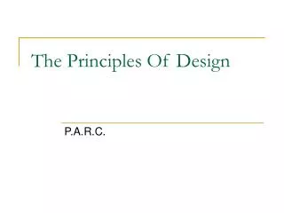 The Principles Of Design