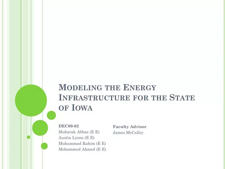 modeling the energy infrastructure for the state of iowa