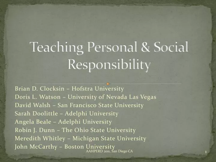 teaching personal social responsibility