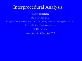 Interprocedural Analysis