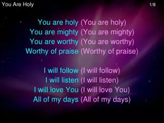 You Are Holy	 							1/8