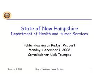 State of New Hampshire Department of Health and Human Services