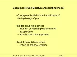 Sacramento Model Calibration