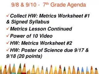 9/8 &amp; 9/10 - 7 th Grade Agenda