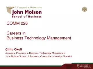 COMM 226 Careers in Business Technology Management