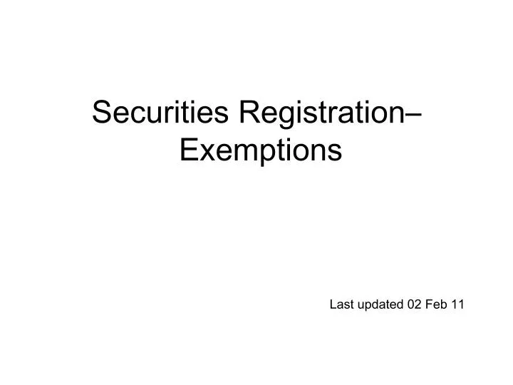 securities registration exemptions