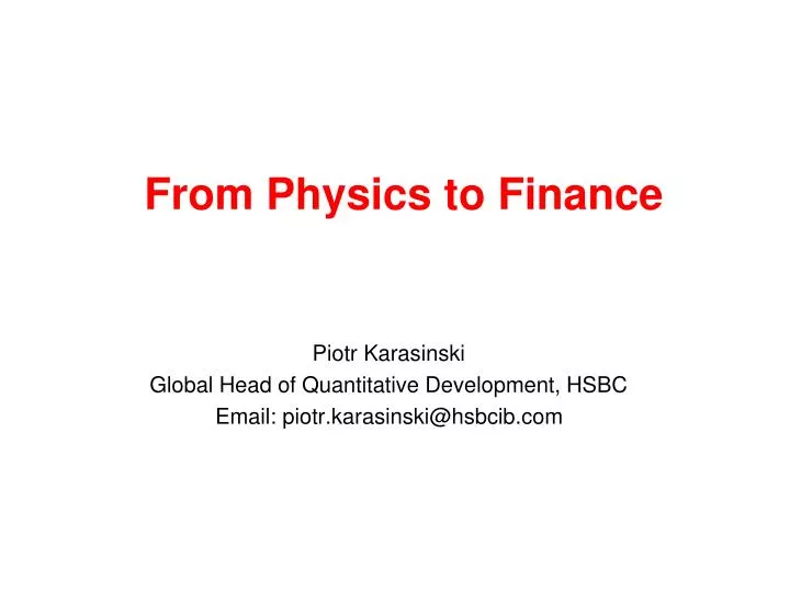 from physics to finance