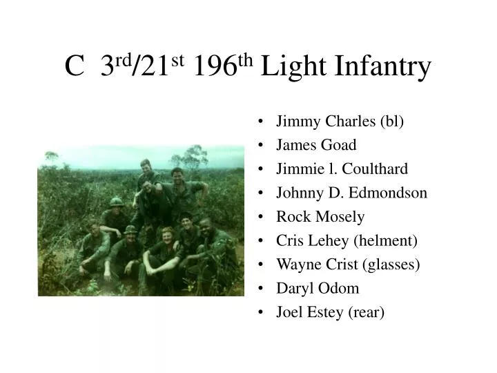 c 3 rd 21 st 196 th light infantry