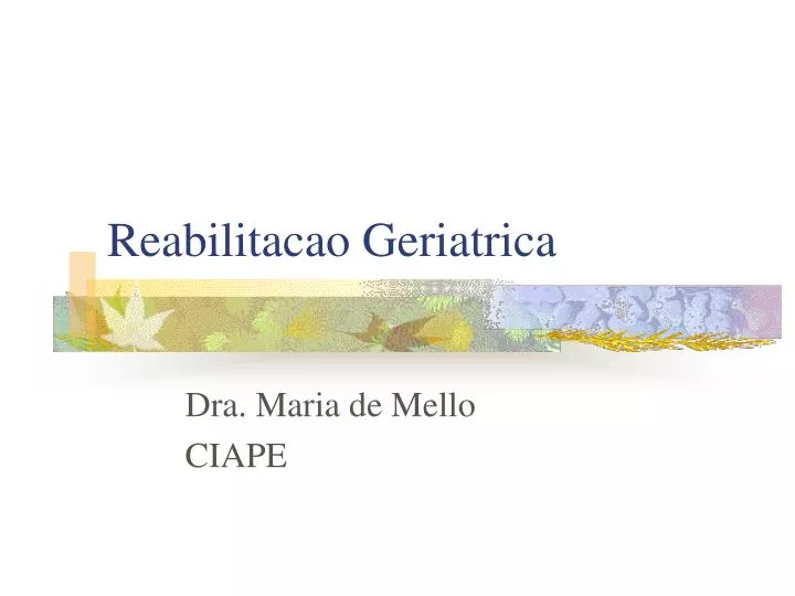 reabilitacao geriatrica