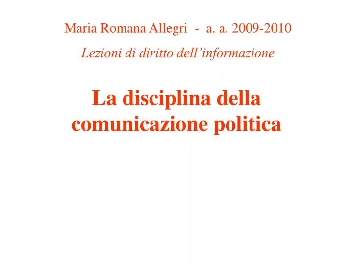 la disciplina della comunicazione politica