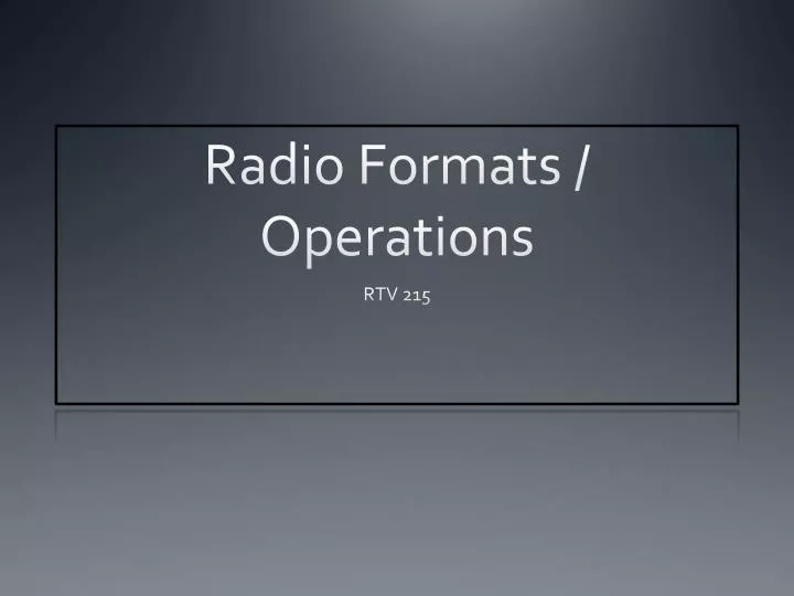 radio formats operations
