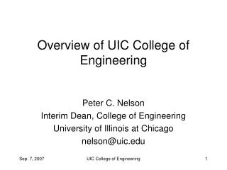 Overview of UIC College of Engineering