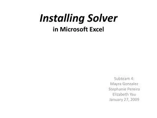 Installing Solver in Microsoft Excel